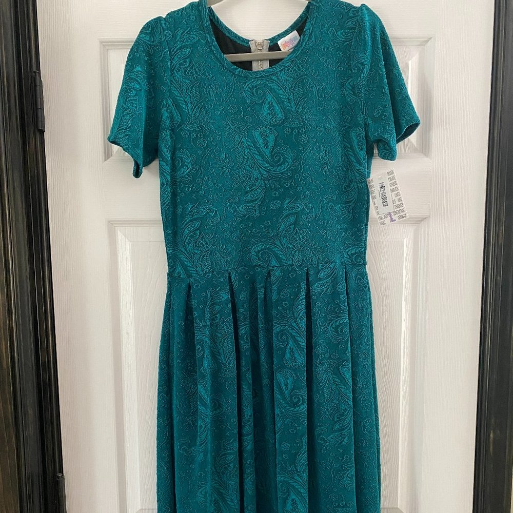 Lularoe teal Amelia dress L NWT
